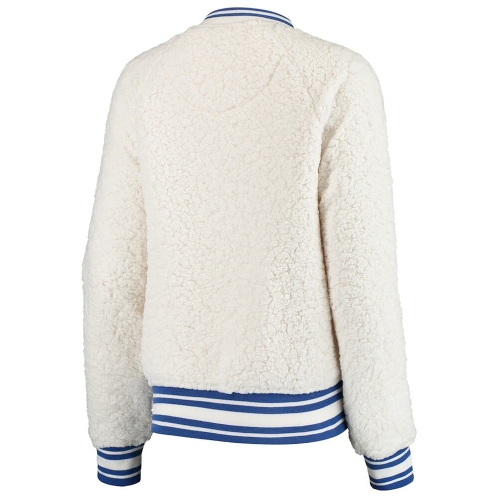 New Era New York Giants Cream Athletic Sherpa Full-Zip Bomber Jacket Women’s Med - Picture 3 of 13